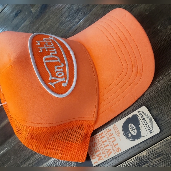 Von Dutch Orange Velvet Trucker Hat - Picture 12 of 12